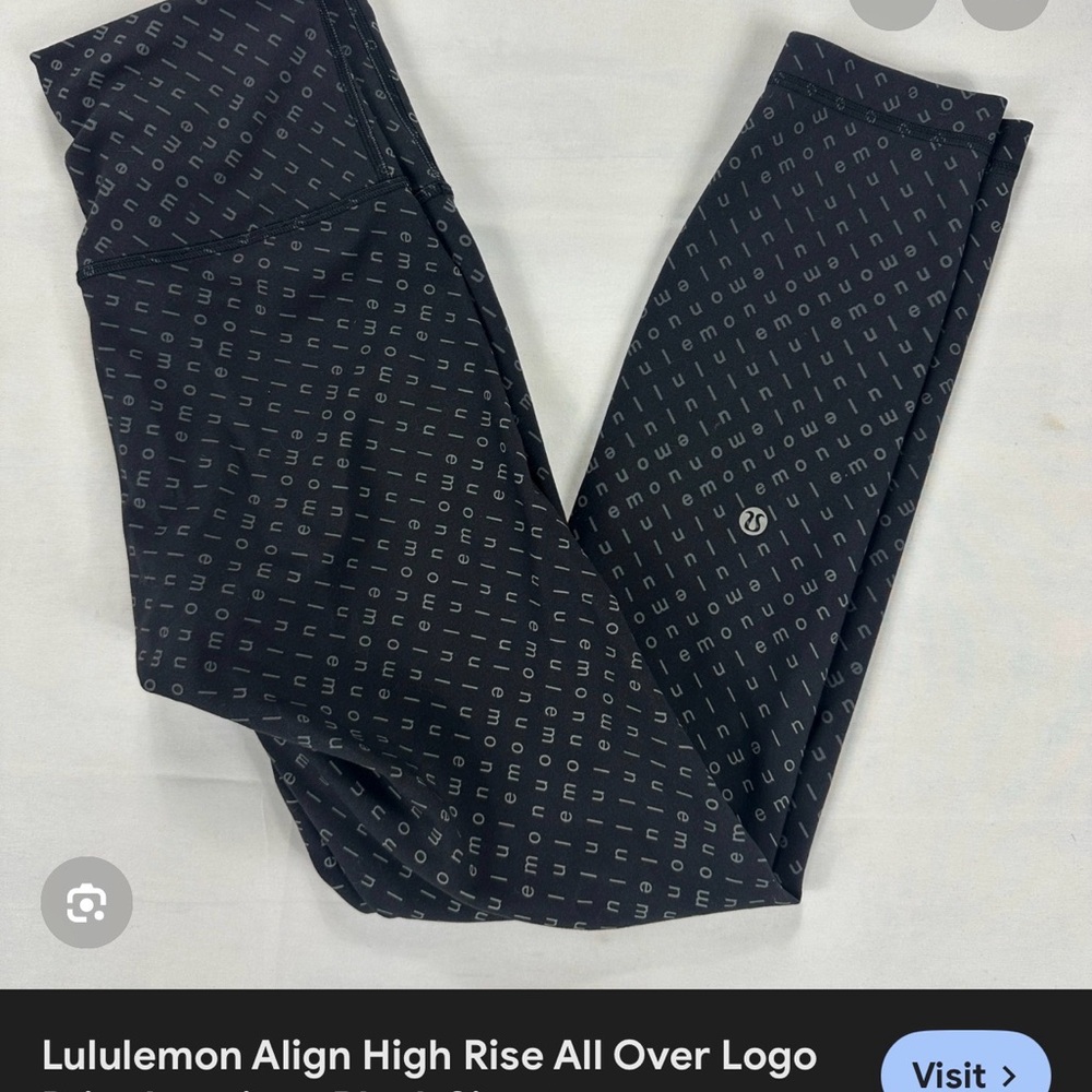 Lululemon Gray Logo Print Leggings 25” size 4